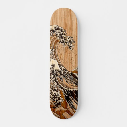 Der große Hokusai Wave Bamboo Holzstil Akzent Skateboard (Vorne)