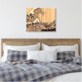 Der große Hokusai Wave Bamboo-Holzstil Leinwanddruck (Insitu (Schlafzimmer))