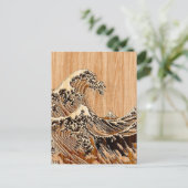 Der große Hokusai Wave Bamboo-Holzstil Postkarte (Stehend Vorderseite)