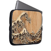 Der große Hokusai Wave Bamboo Wood Inlay Style Laptopschutzhülle (Vorne Rechts)