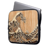 Der große Hokusai Wave Bamboo Wood Inlay Style Laptopschutzhülle (Vorderseite Links)