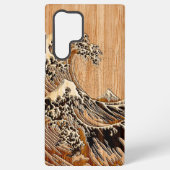 Der große Hokusai Wave Bamboo Wood Inlay Style Samsung Galaxy Hülle (Rückseite)