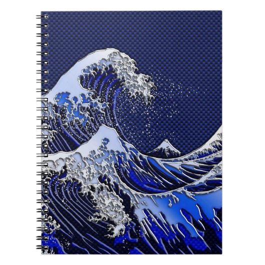 Der große Hokusai Wave Carbon Fibre Style Notizblock (Vorderseite)