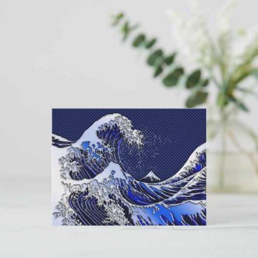 Der große Hokusai Wave Carbon Fibre Style Postkarte (Stehend Vorderseite)