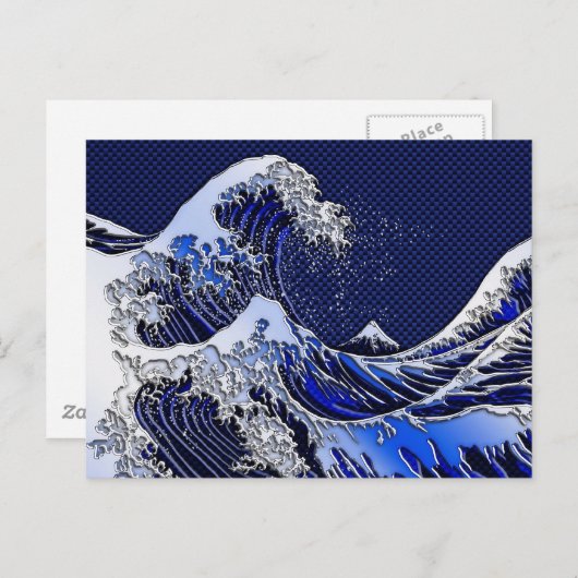 Der große Hokusai Wave Carbon Fibre Style Postkarte (Vorne/Hinten)