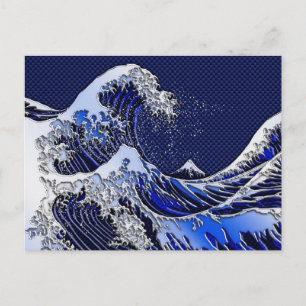 Der große Hokusai Wave Carbon Fibre Style Postkarte