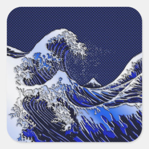 Der große Hokusai Wave Carbon Fibre Style Quadratischer Aufkleber