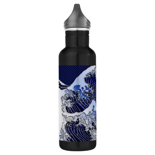 Der große Hokusai Wave Carbon Fibre Style Trinkflasche (Links)