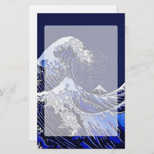 Der große Hokusai Wave Chrome Carbon sieht aus Briefpapier (Vorne/Hinten)