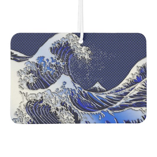 Der große Hokusai Wave Chrome Carbon Style Autolufterfrischer (Vorderseite)