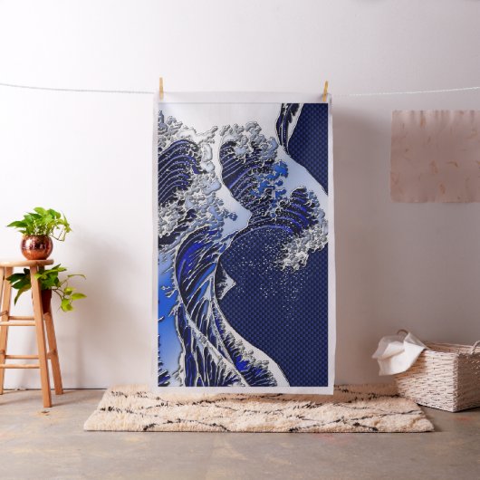 Der große Hokusai Wellen-Blau-Dekor Stoff (Beispiel)