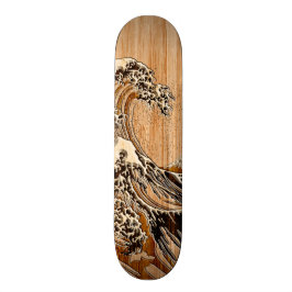 Der große Hokusai Wellen-hölzerne Art-Bambusakzent Skateboard