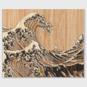 Der große Hokusai Wellen-hölzerne Artbambusdekor Geschenkpapier (Flach)