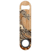 Der große Hokusai Wellen-hölzerne Artbambusdekor Speed Flaschenöffner (Rückseite)