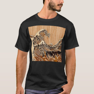 Der große Hokusai Wellen-hölzerne Artbambusdekor T-Shirt