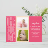 DER GROSSE IN PINK | ERSTER GEBURTSTAG EINLADUNG (Stehend Vorderseite)