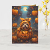 Der große Kürbiskuchen, Niedlicher Halloween-Gruß Karte (Gelbe Blume)