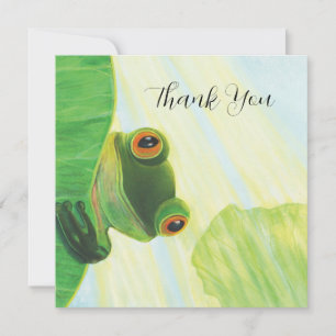 Der große mit Augen grüne Frosch hinter dem Lilien Dankeskarte