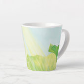Der große mit Augen grüne Frosch hinter dem Lilien Milchtasse (Rechte Ecke)