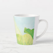 Der große mit Augen grüne Frosch hinter dem Lilien Milchtasse (Rechts)