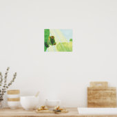 Der große mit Augen grüne Frosch hinter dem Lilien Poster (Küche)