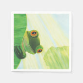 Der große mit Augen grüne Frosch hinter dem Lilien Serviette (Vorderseite)