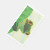 Der große mit Augen grüne Frosch hinter dem Lilien Serviette (Ecke)