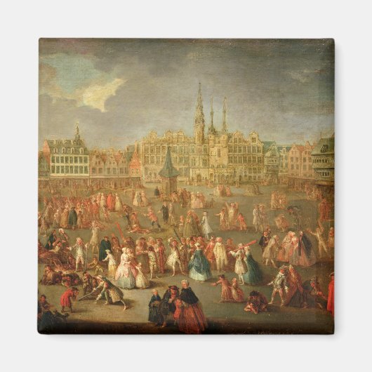 Der Große Platz während Mardi Gras, Cambrai, 1765 Magnet (Vorne)