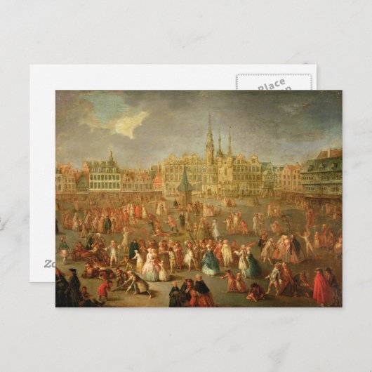 Der Große Platz während Mardi Gras, Cambrai, 1765 Postkarte (Vorne/Hinten)