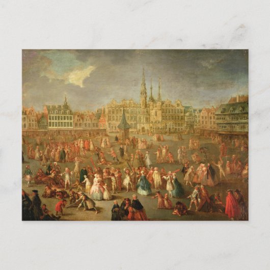 Der Große Platz während Mardi Gras, Cambrai, 1765 Postkarte (Vorderseite)