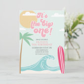 Der große rosa Strand zum Geburtstag Einladung (Stehend Vorderseite)