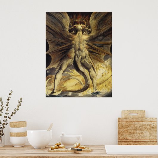 Der große rote Drache und die Frau bekleidet sich Poster (Küche)