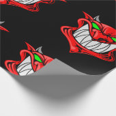 Der große rote Teufel auf Schwarz Geschenkpapier (Ecke)