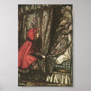 Der große schlechte Wolf im Bett von Oma Poster