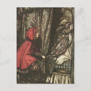 Der große schlechte Wolf im Bett von Oma Postkarte