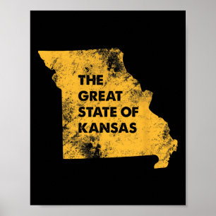 Der große Staat Kansas Missouri Karte Poster