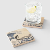 Der große Surfer von Kanagawa Steinuntersetzer (Seitenansicht)