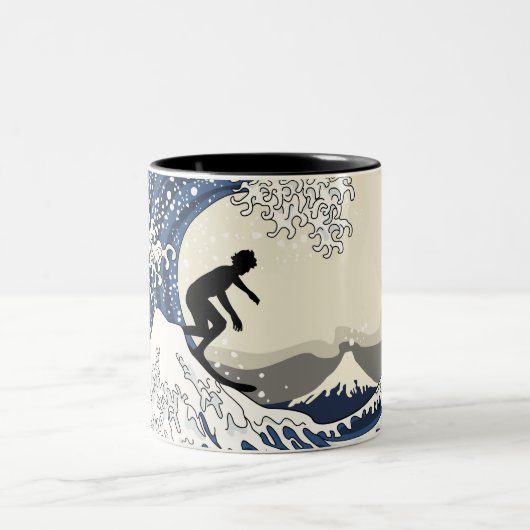 Der große Surfer von Kanagawa Zweifarbige Tasse (Mittel)