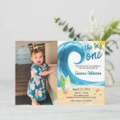 Der große Surfer zum ersten Geburtstag Einladung (Stehend Vorderseite)