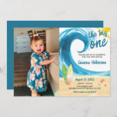 Der große Surfer zum ersten Geburtstag Einladung (Vorne/Hinten)