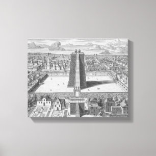Der große Tempel von Vitsliputsli in Mexiko City, Leinwanddruck
