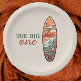 Der große tropische hawaiianische Surf zum Geburts Pappteller