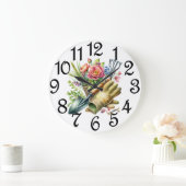 Der große Uhr im Blumengarten (Zuhause)