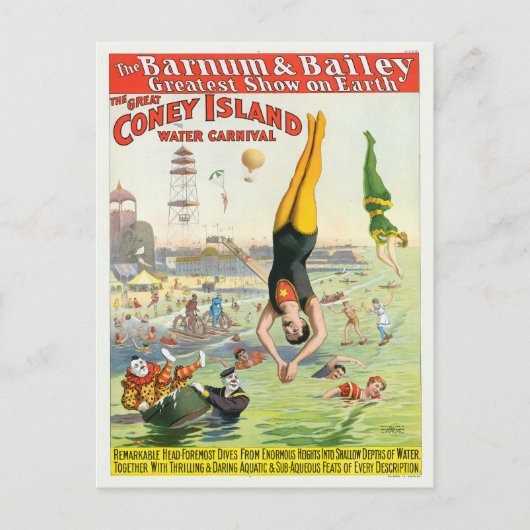 Der große Wasserkarneval der Coney Island Postkarte (Vorderseite)