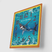 Der große weiße Hai Quadratische Wanduhr (Winkel)