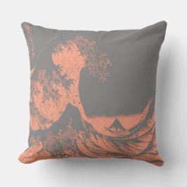 Der große Wellenbrecher Peach & Gray Kissen
