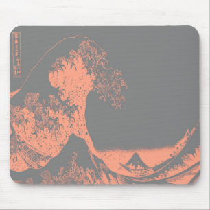Der große Wellenpfirsich und Grau Mousepad