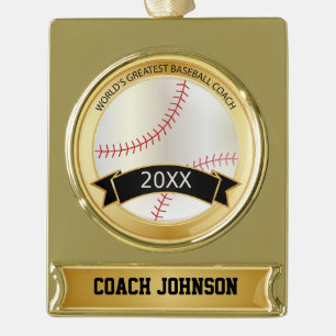 Der größte Baseballtrainer der Welt   Personalis Banner-Ornament Gold