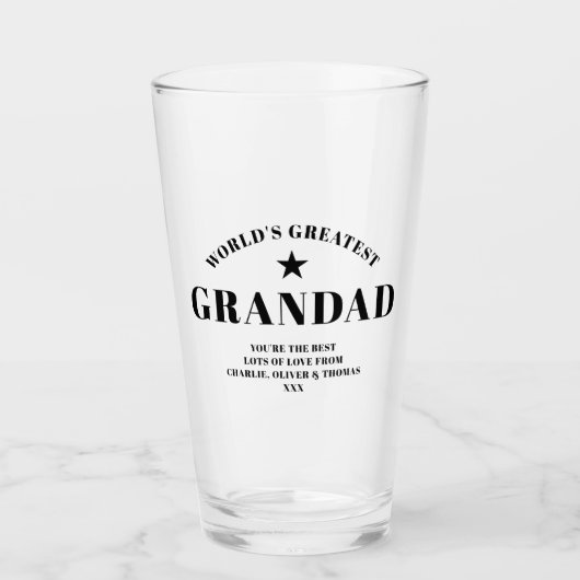 Der größte GRANDAD-Schwarz-Personalisierte Pint de Glas (Vorderseite)