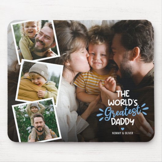 Der größte Papa der Welt mit vier Fotos Maus Pad Mousepad (Vorne)